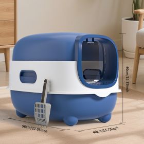 E Classic Blue  Cat litter Box - Simple and Practical, Large Space, High Cost Effective Choice (Option: 99617885)