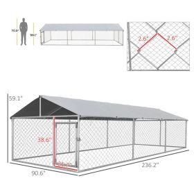 Outdoor Dog Kennel For Large-Sized Dogs With Waterproof UV Resistant Roof, SilverMultiple Packages Shipped. Please Pay Attention To The Dimension (Option: Silver Gray)